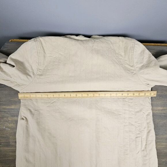 Eileen Fisher Quilted Long Jacket Coat Linen Tencel Organic Cotton Beige M - Picture 8 of 9